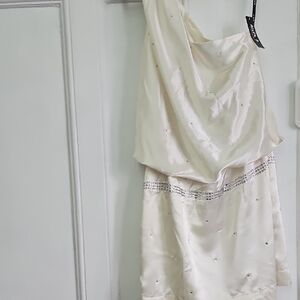 Allen B. By Allen Schwartz Cream One Shoulder Dress